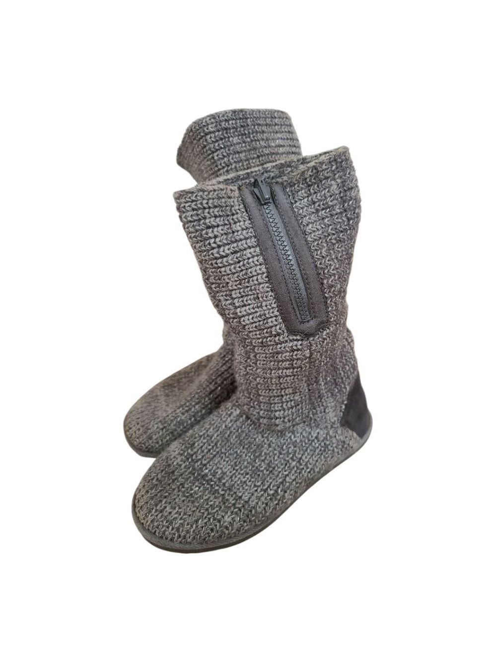 Sonoma Gray Knit Zipper Slippers Size 3 Girls
